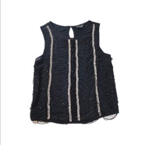 TopShop black beaded front jersey knit back top (Size 4)